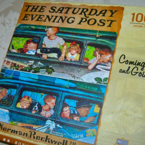 SATURDAY EVENING POST 1000 PIECE JIGSAW PUZZLE "COMING AND GOING" USED ONCE - Picture 4 of 5